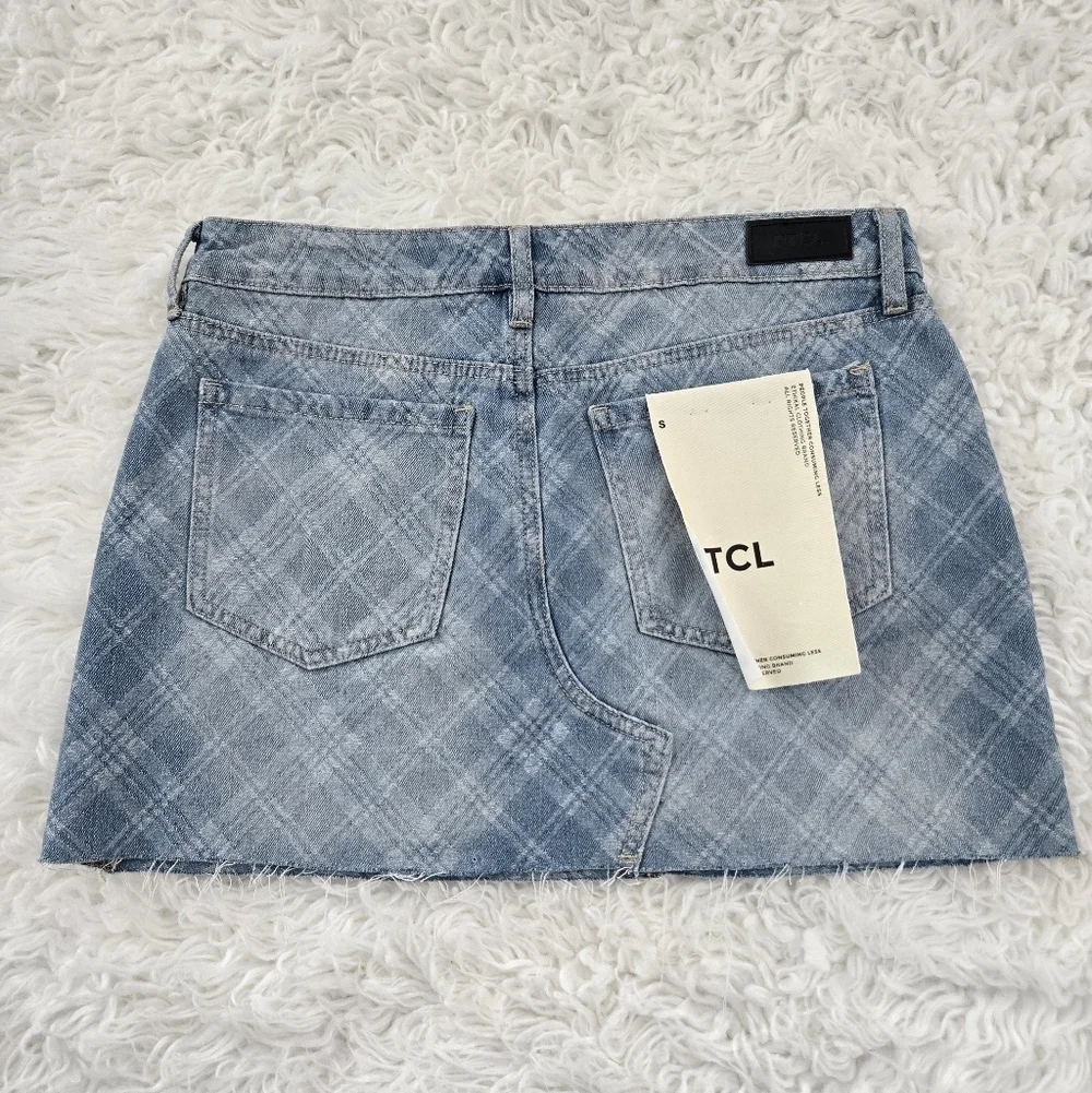 PTCL Ethikal Brand Xyla Plaid Denim Mini skirt Size Small. New.